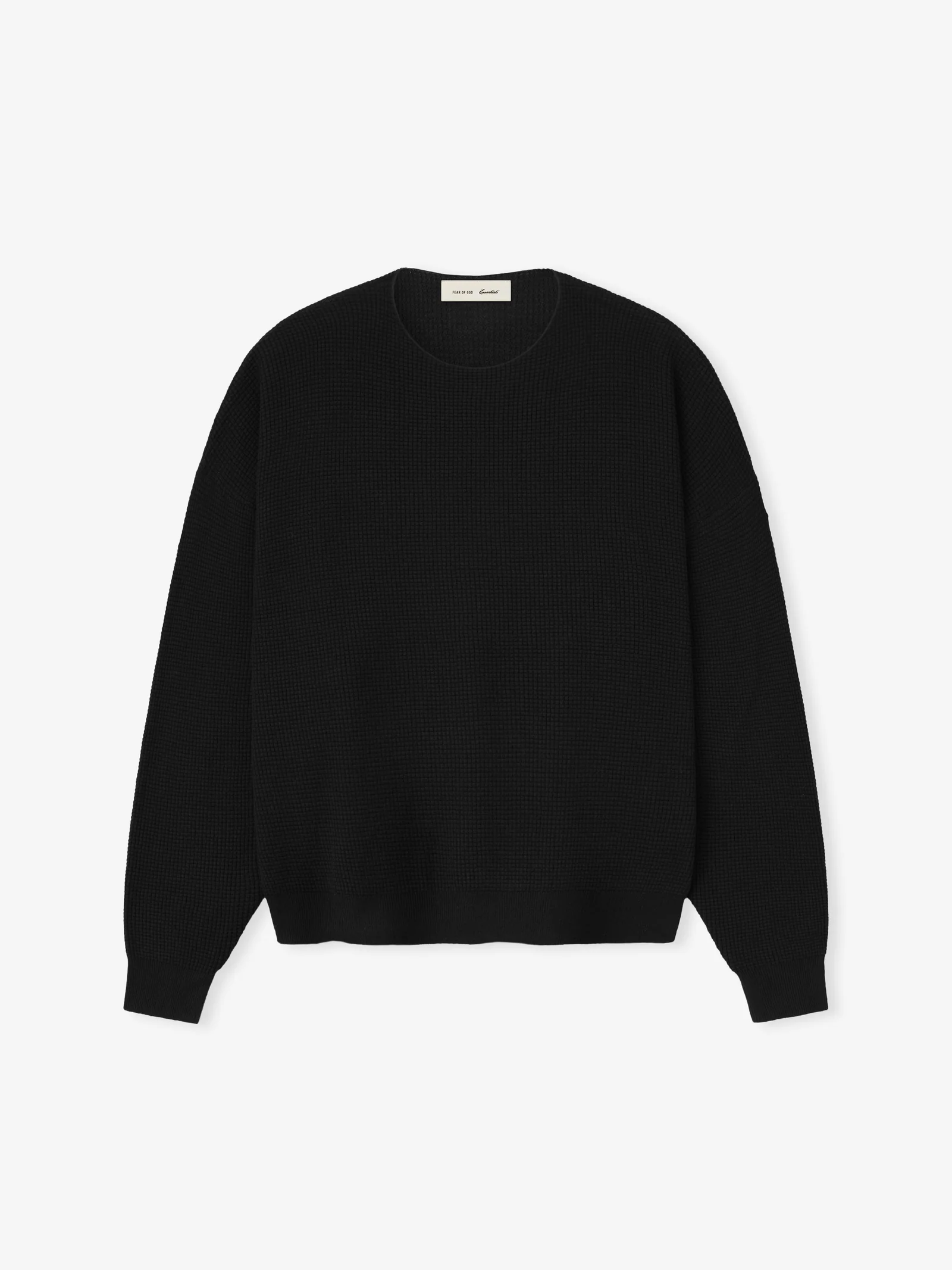 Essentials Signature Waffle 90s Sweater Black