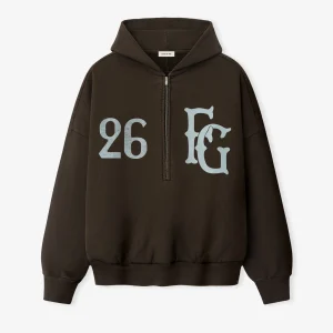 Fear of God Baseball Club Half Zip Hoodie Brown