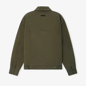 ESSENTIALS Cotton Twill Work Jacket Moss