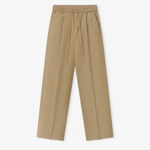 Essentials Womens Cotton Twill Pleat Front Drawstring Pant