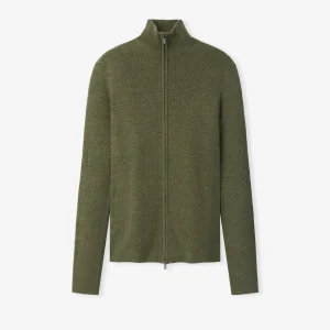 ESSENTIALS Womens Knit Zip Up Jacket Moss