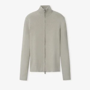 ESSENTIALS Womens Rib Knit Zip Up Jacket