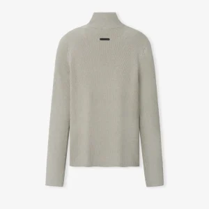 ESSENTIALS Womens Rib Knit Zip Up Jacket