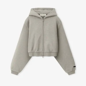 Womens Embossed FW26 Zip-Up Hoodie Heather