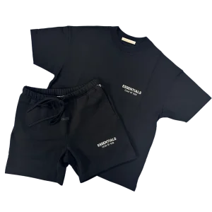 Fear Of God Essentials Jet Black Short Set (SS25)