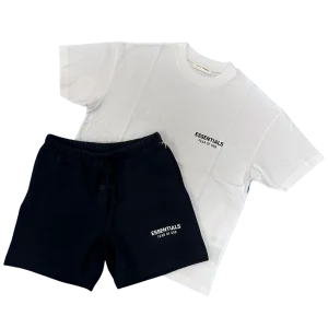 Fear Of God Essentials White Jet Black Short Set (SS25)